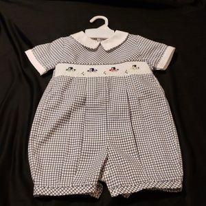 Boys Smocked truck romper